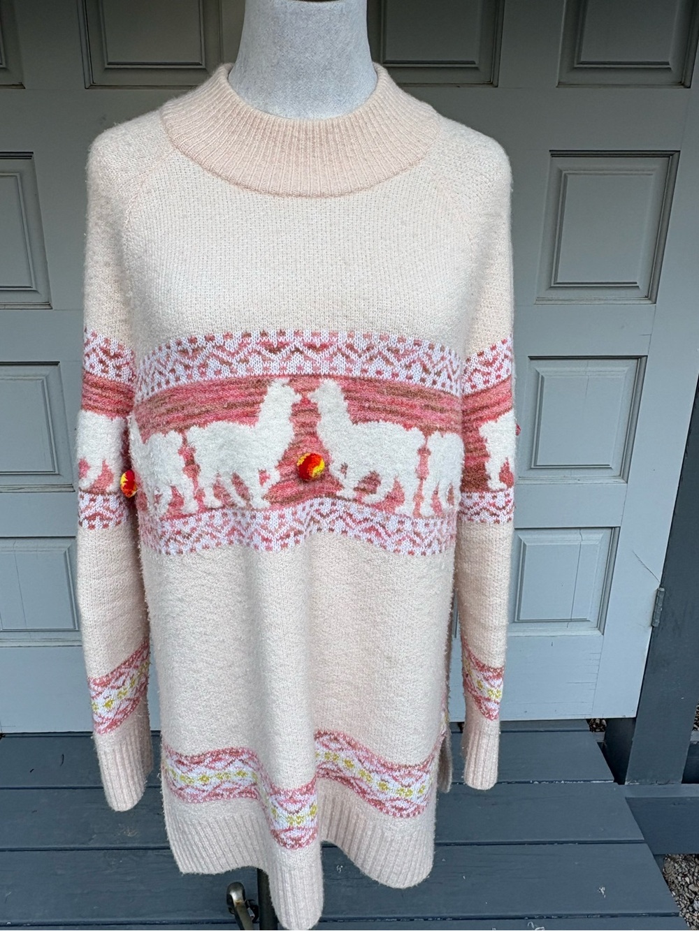 Anthropologie Aimee Pommed Alpaca 🦙 Pink Oversized Sweater